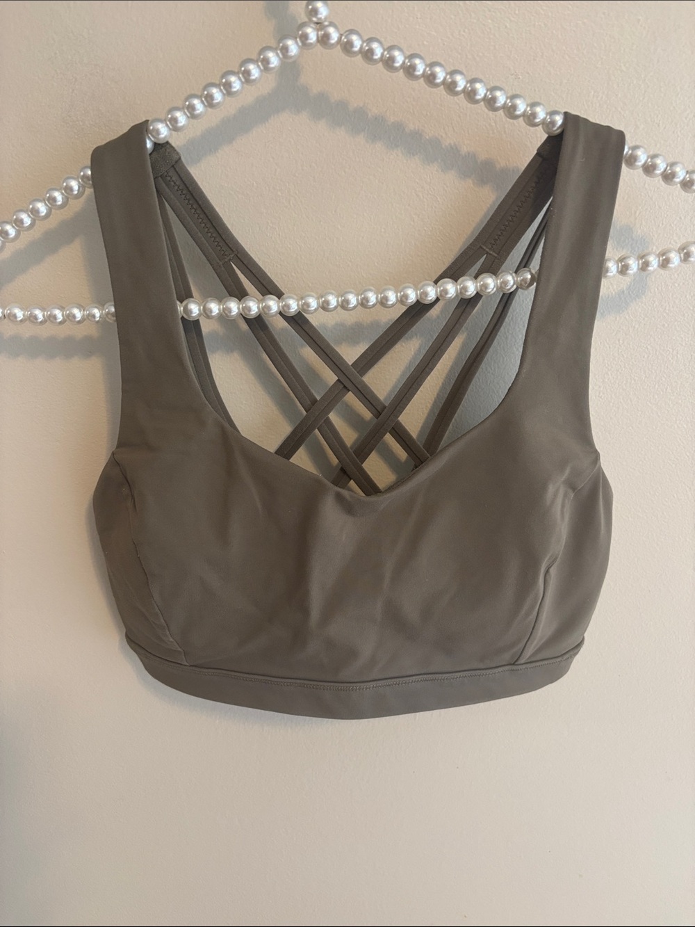Lululemon Free To Be Moved Bra Size 8 Grey Sage Strappy Criss Cross Sports Yoga
